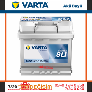 Varta C22 52 Ah Kare Akü